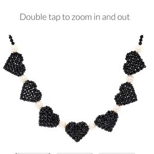 NEW 925 Black Spinel & Pearls Hearts Necklace